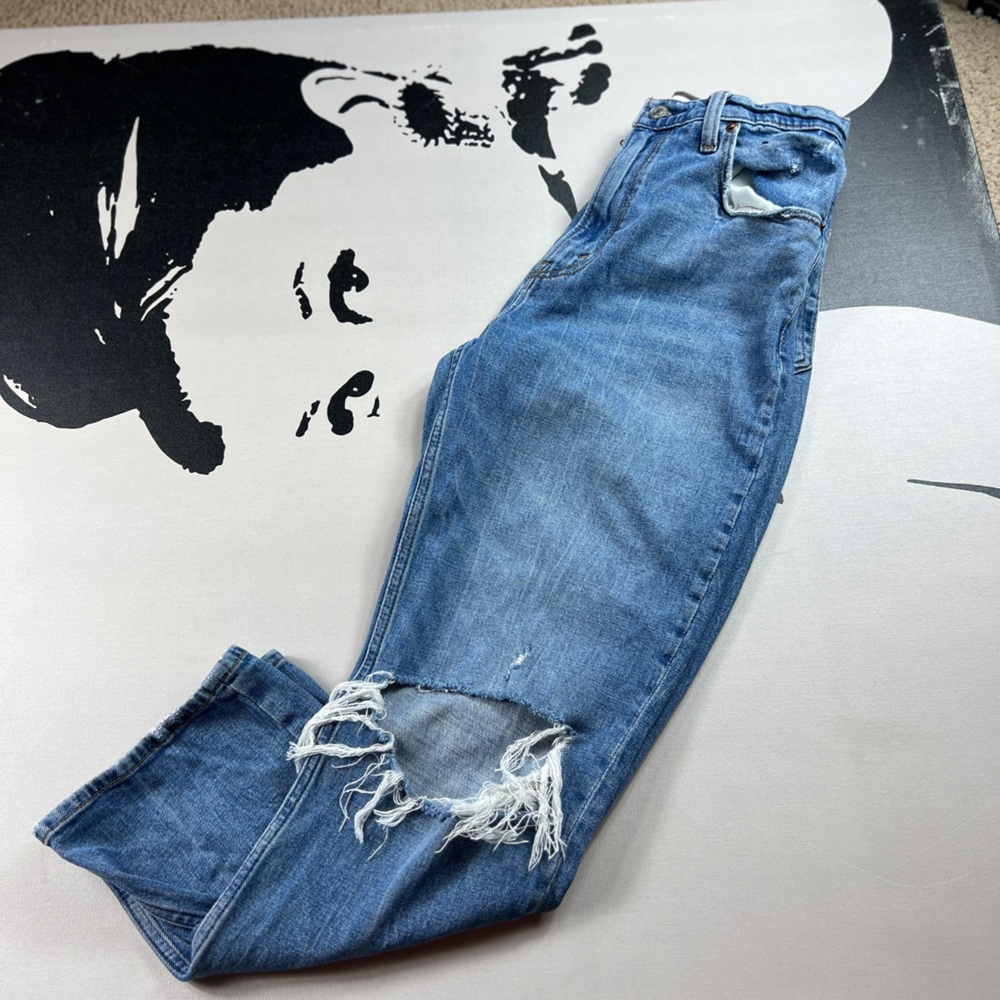 Abercrombie & Fitch Women's Blue Ripped Cropped Jeans